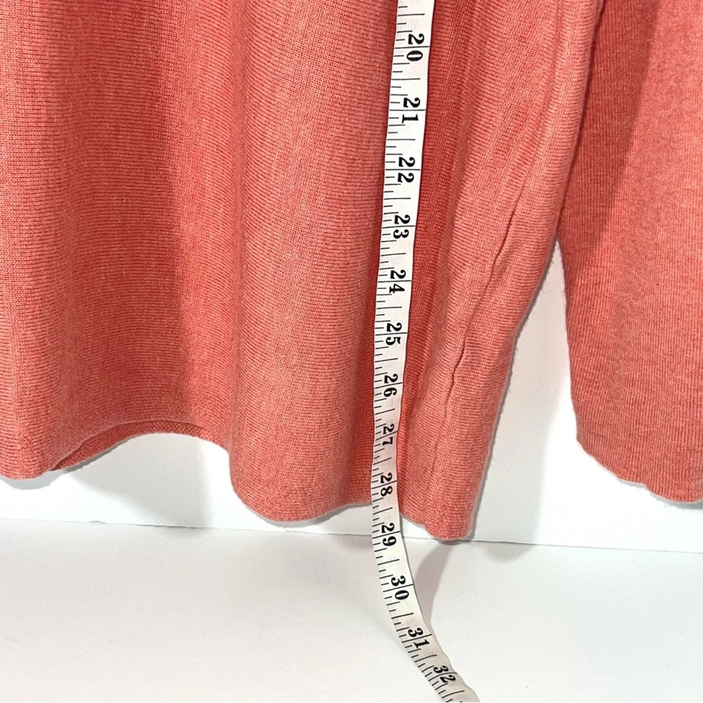 Lilla P‎ Woman's Coral Grey Modal Cotton V Neck Relaxed Fit Sweater Size XL